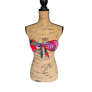 Red tropical bikini top, size small